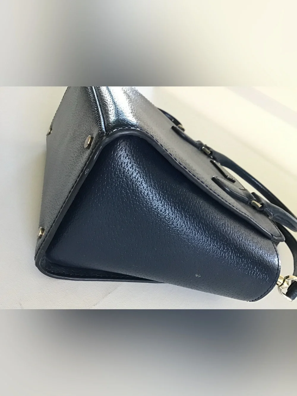 Kate Spade New York Dark Navy Pebbled Leather Small Satchel Crossbody Bag